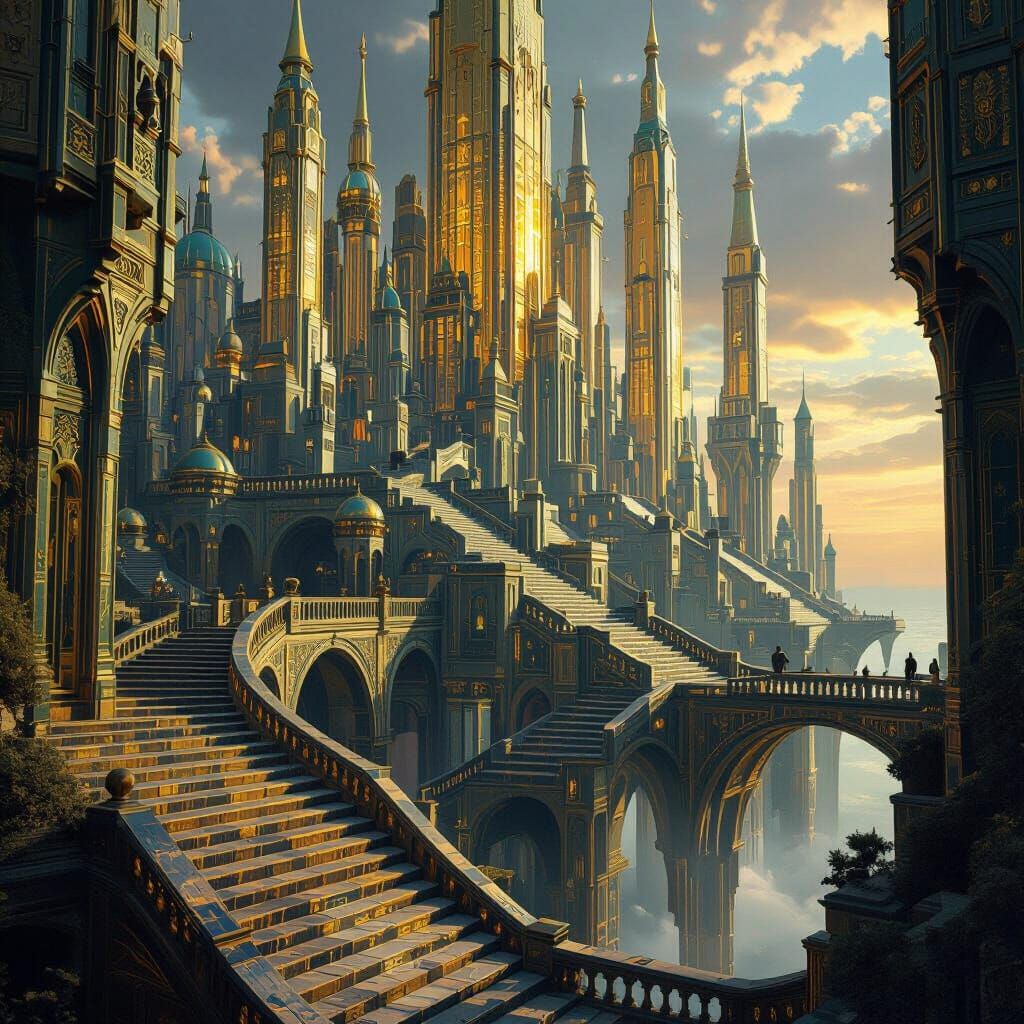 Futuristic Cthulhu City with Impossible Architecture