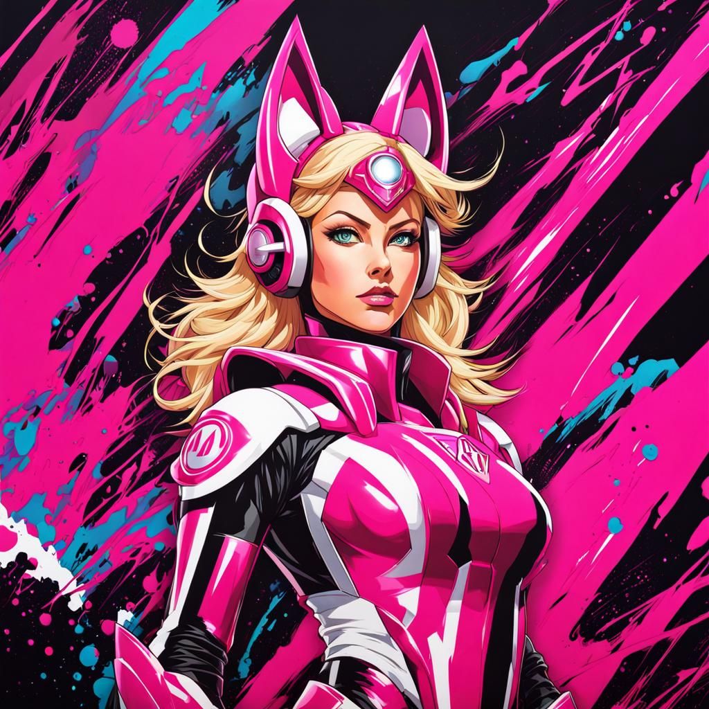 Blonde Woman in Super Sentai Armor, Graffiti Art