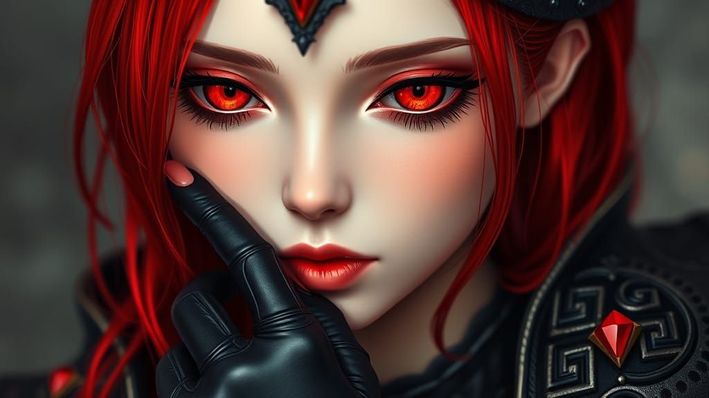 Anime Girl Portrait in Black Armor