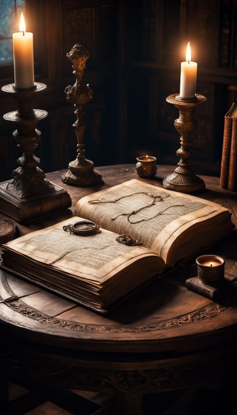 Mystical Manuscript in an Ancient Study