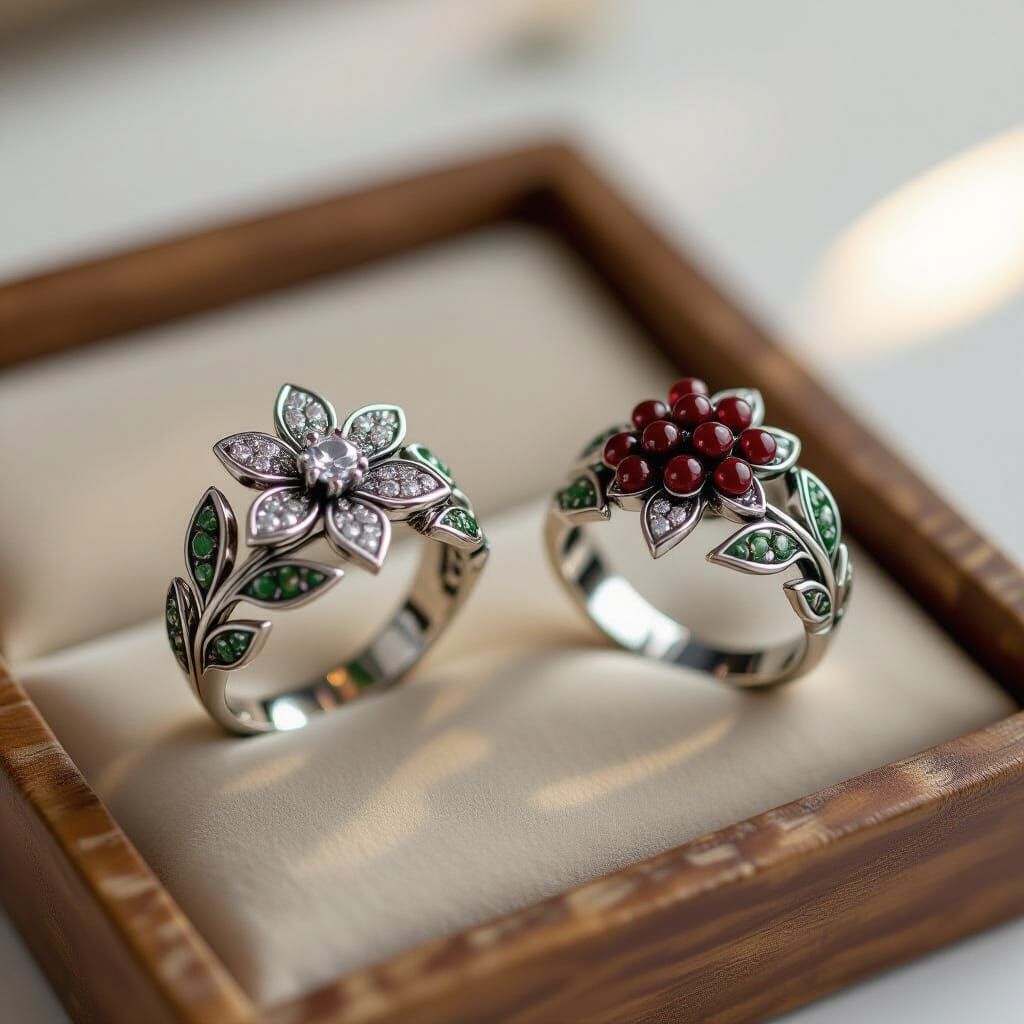 Mithril Elvish Rings in Display Case - Matte Painting