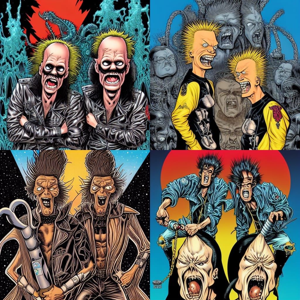 Beavis and Butthead in Heavy Metal Outfits