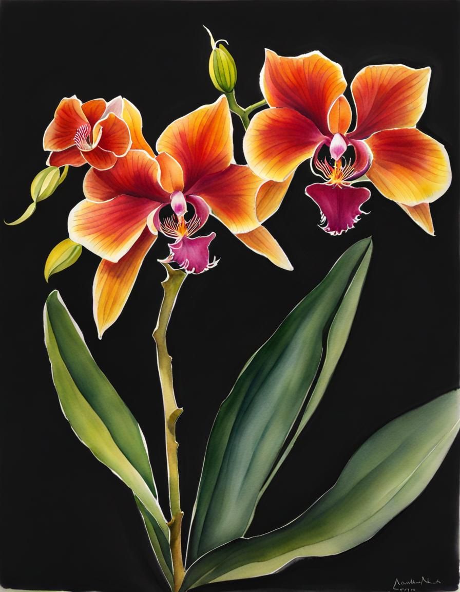 Watercolor Orchid Blossom