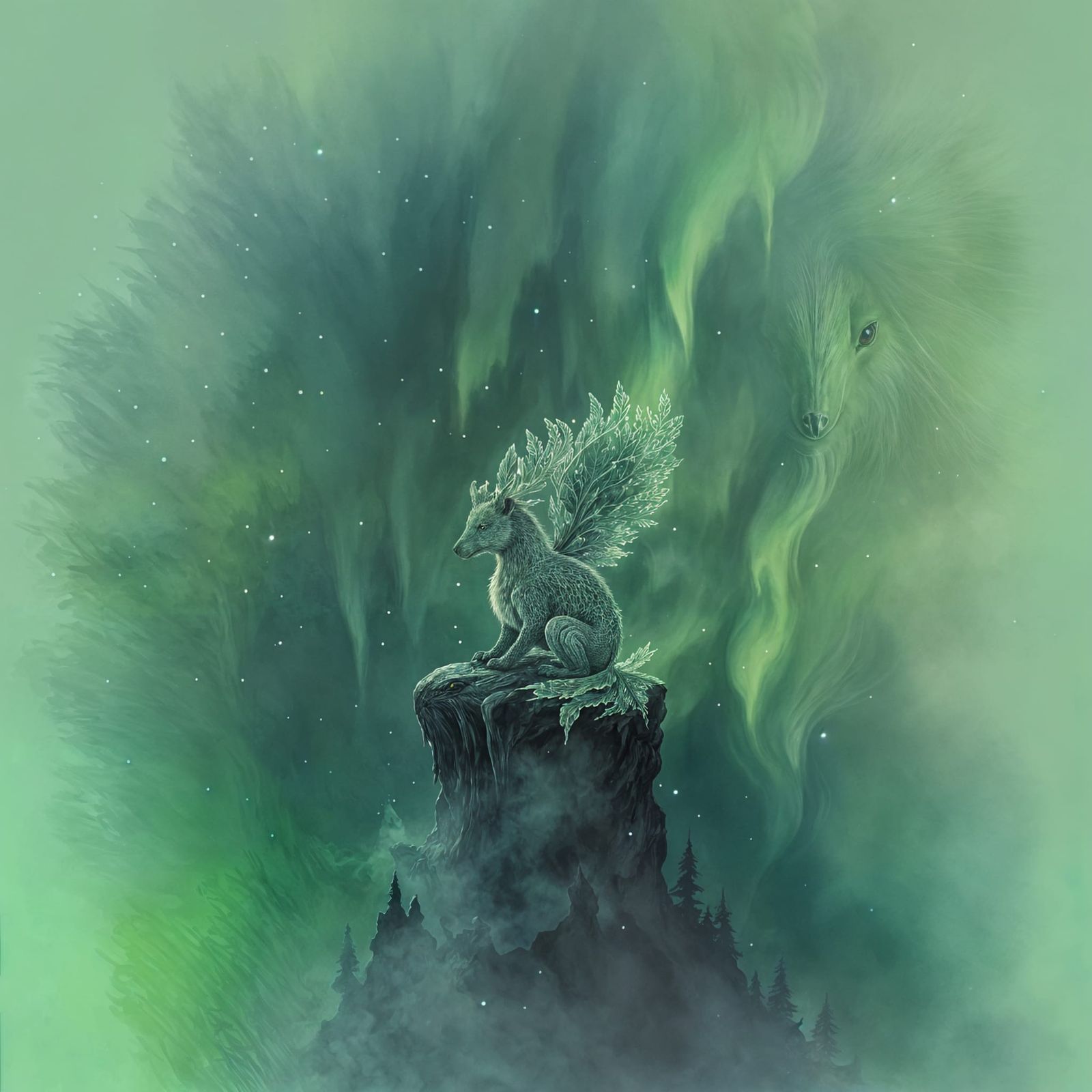 Kind Fractal Creature in Nordic Modern Gouache