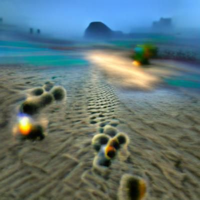 Footsteps on Volumetric Blur Beach