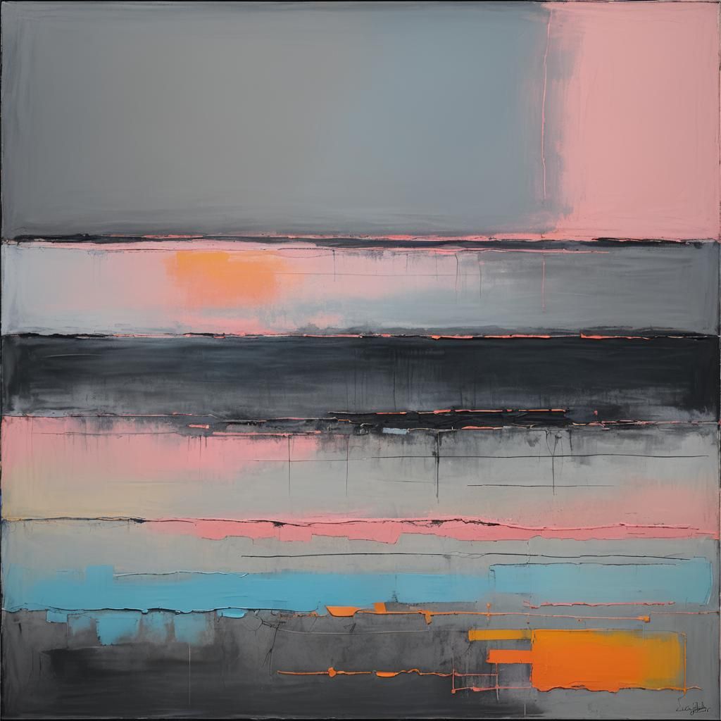 Abstract Beach Landscape in Rothko Style with Neon Colors