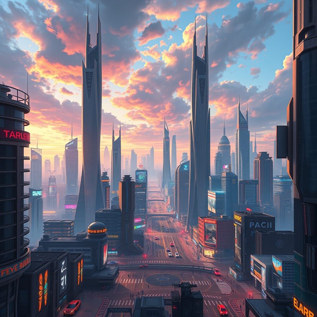 Sleek Futuristic Metropolis with Expansive Open Spaces