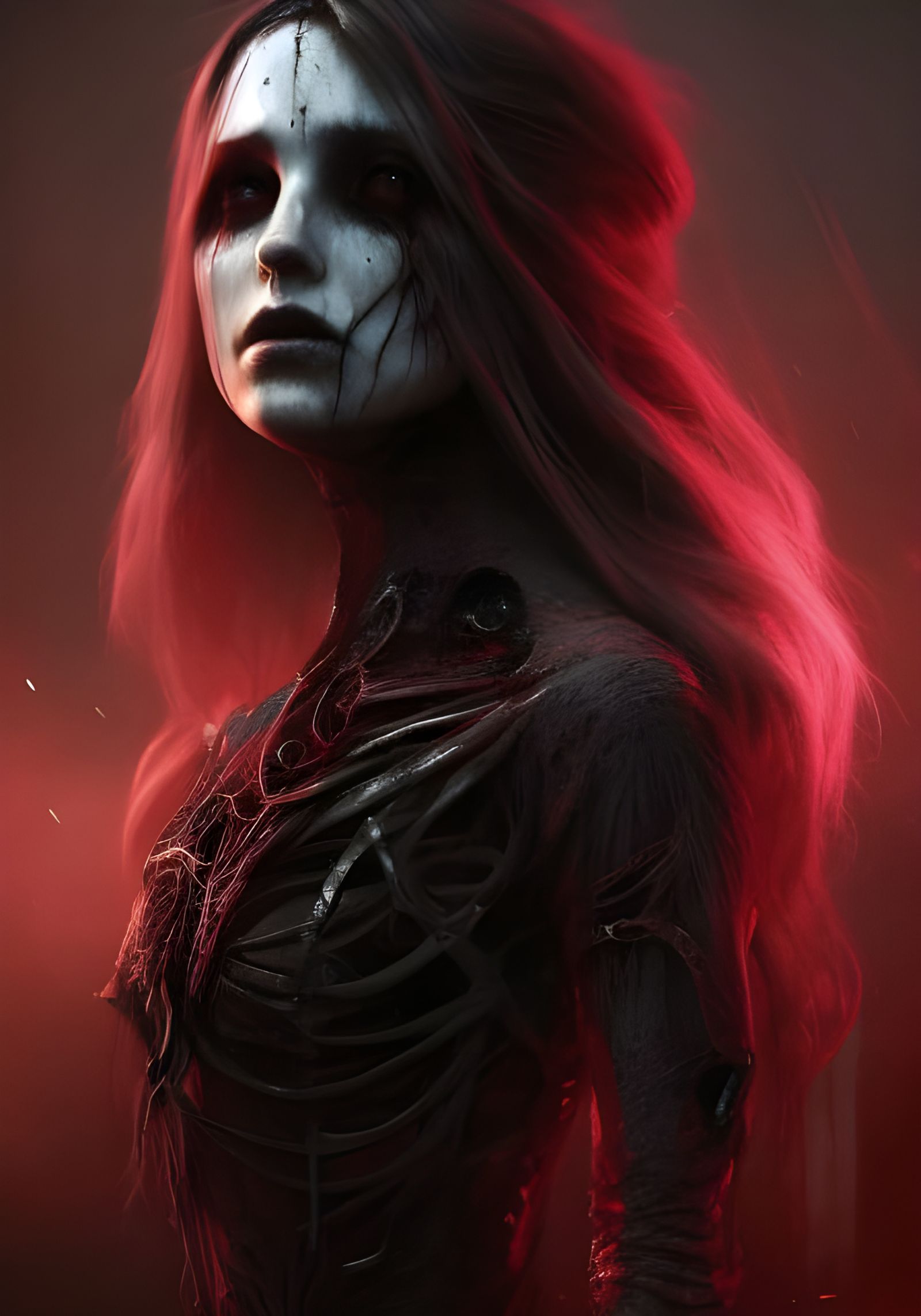 Ethereal Horror: Psychedelic Skeleton Ghost in 8K