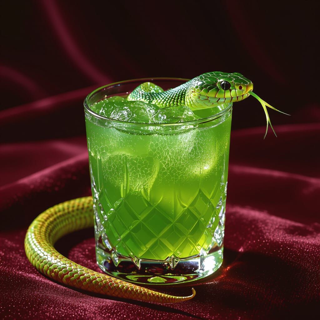 Emerald Snake Venom Cocktail: Cinematic 35mm Film