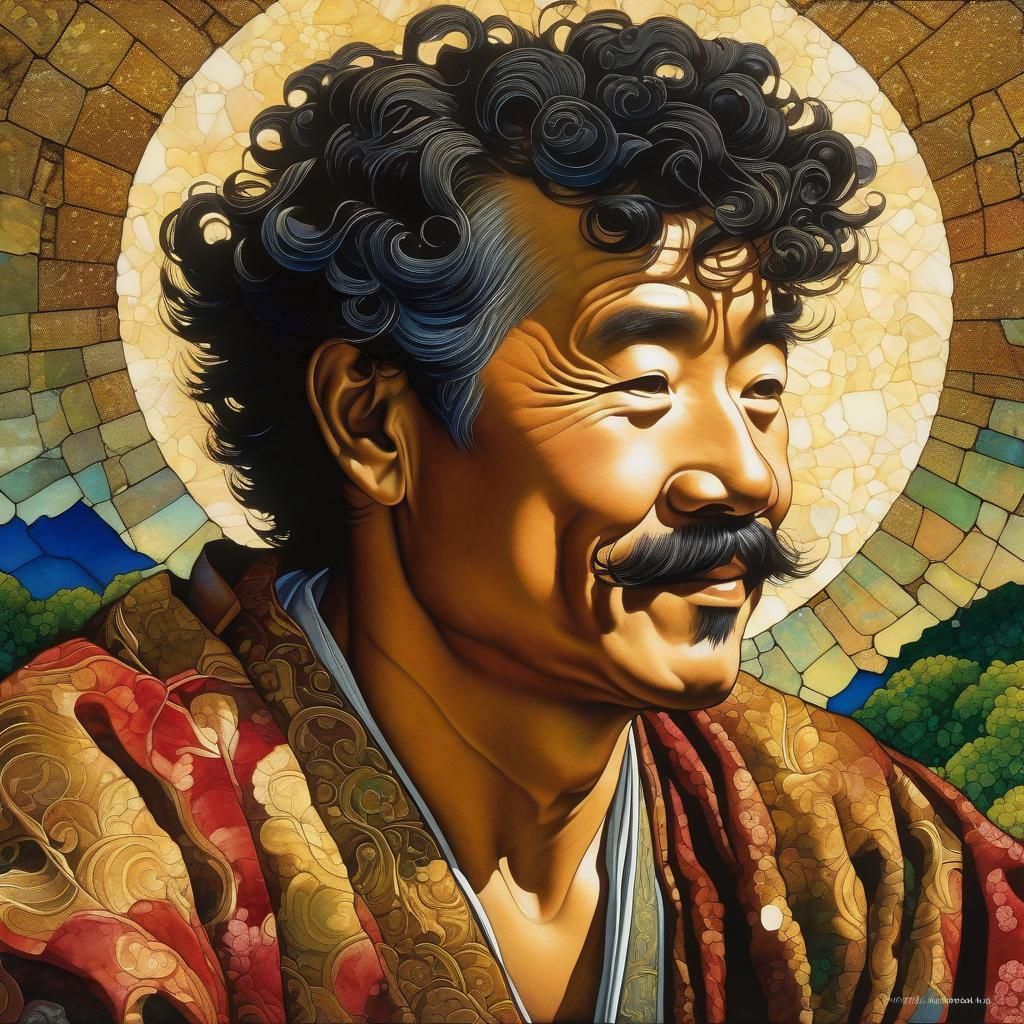 Hyperdetailed Portrait of a Happy Man in Alcohol Ink Style