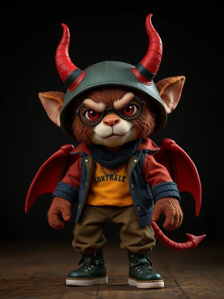 Adorable Devil Adventurer in Skater Clothes, Pixar Style