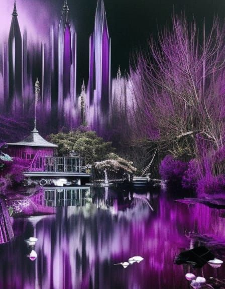 Gothic Victorian Swans on Haunted Lake in Pre-Raphaelite Sty...