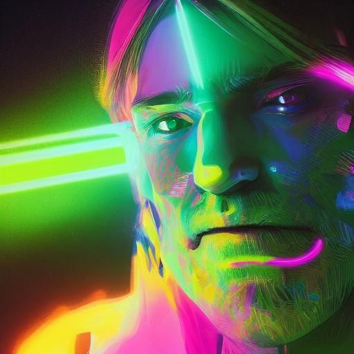 Hyperrealistic Neon Portrait in Triadic Colors