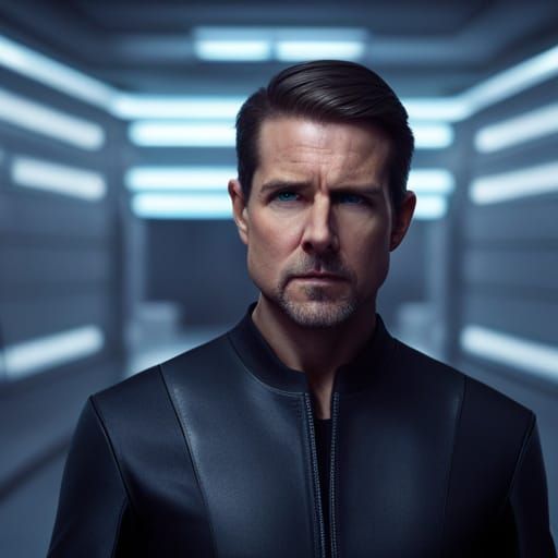 Tom Cruise in Cyberpunk Neon Cityscape