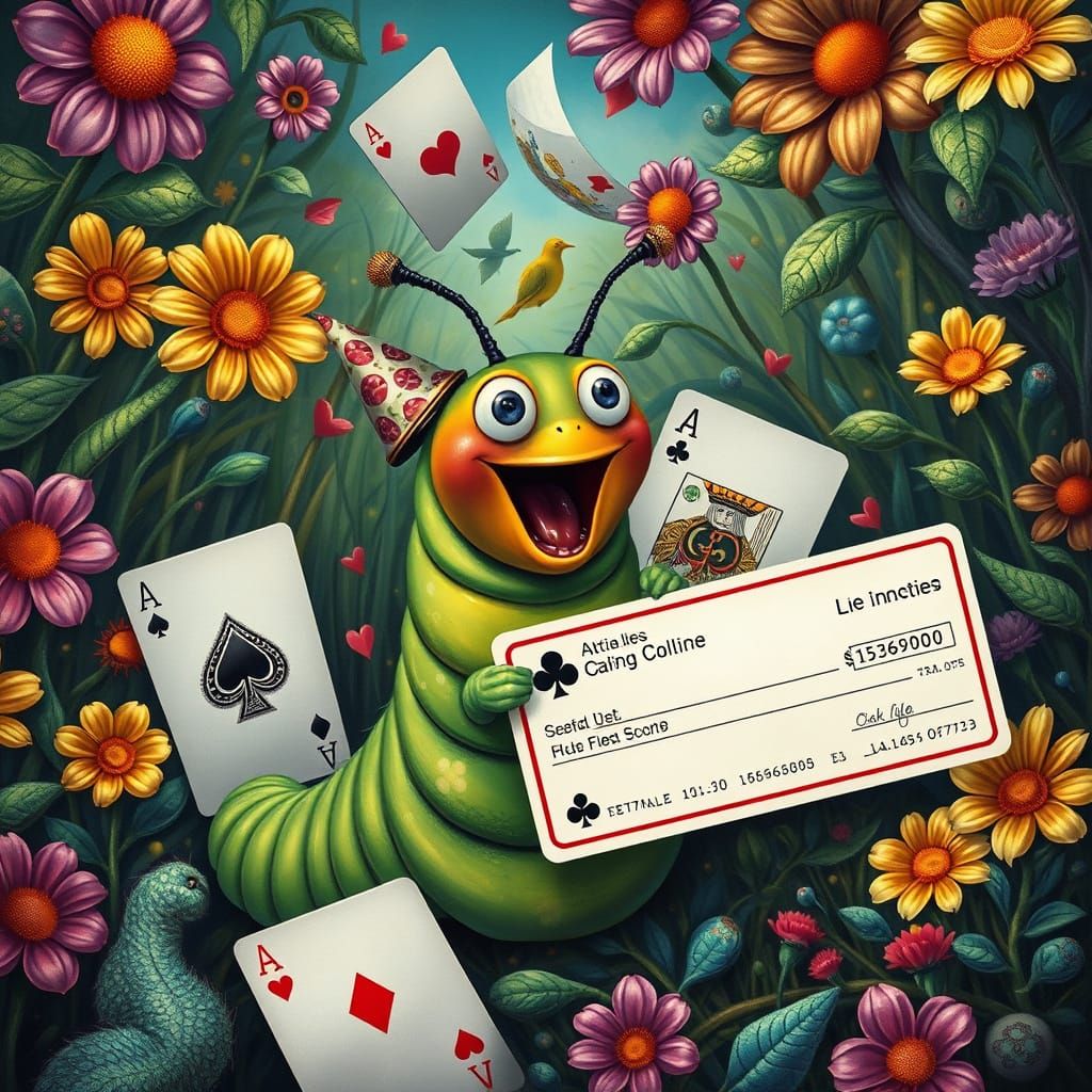 Surreal Caterpillar Party in a Vibrant Garden