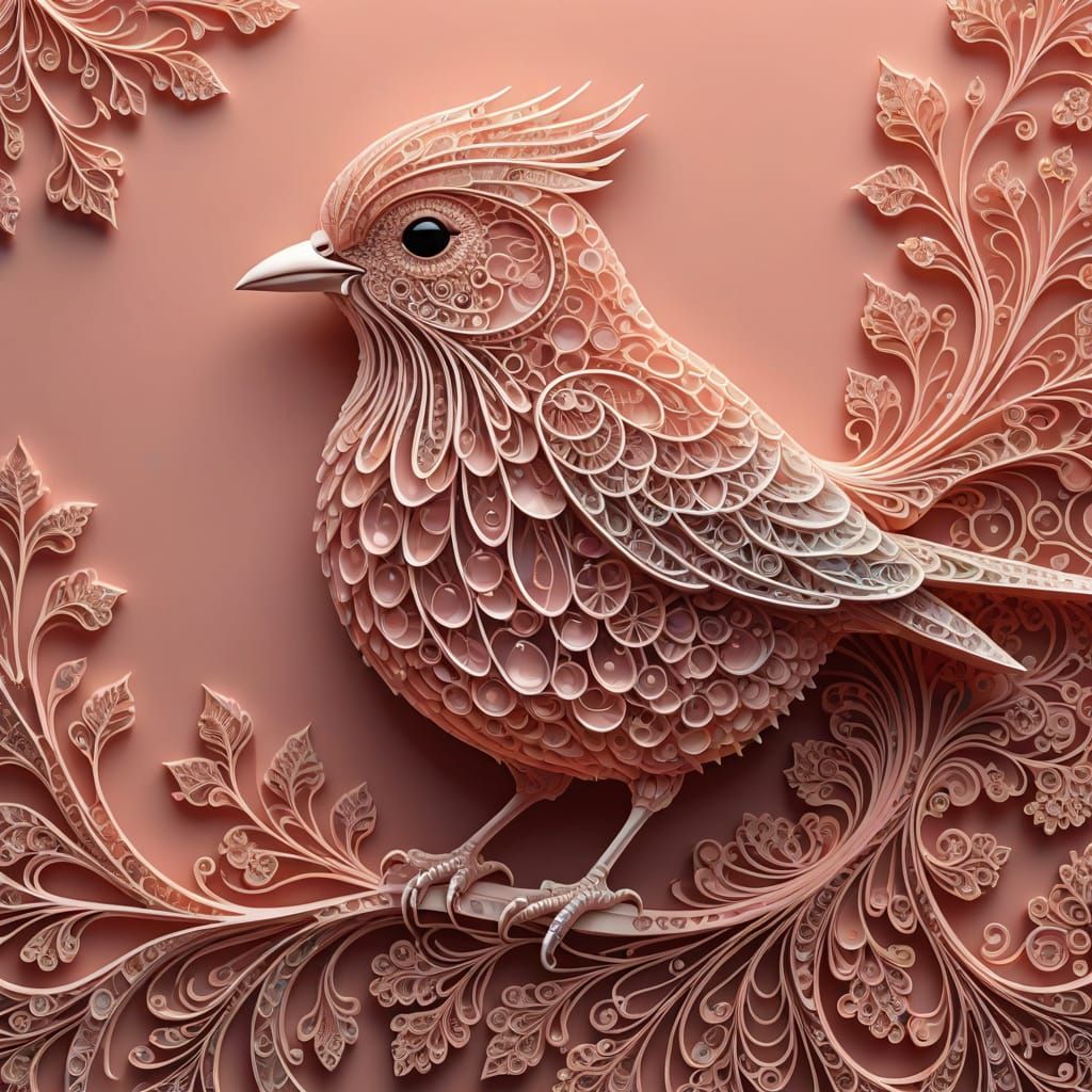 Pink Himalayan Salt Bird: Abstract Fractal Art