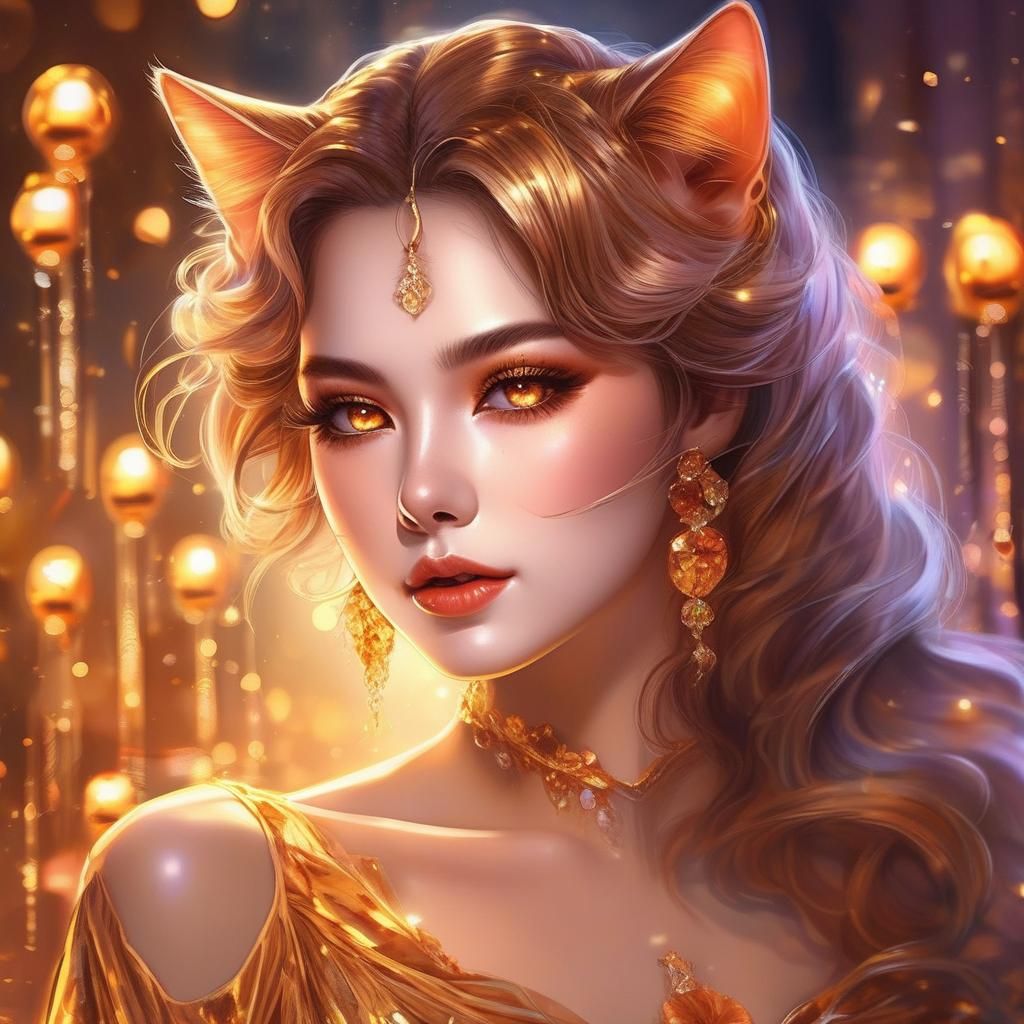 Anime Lady in Gown with Digital Coloring