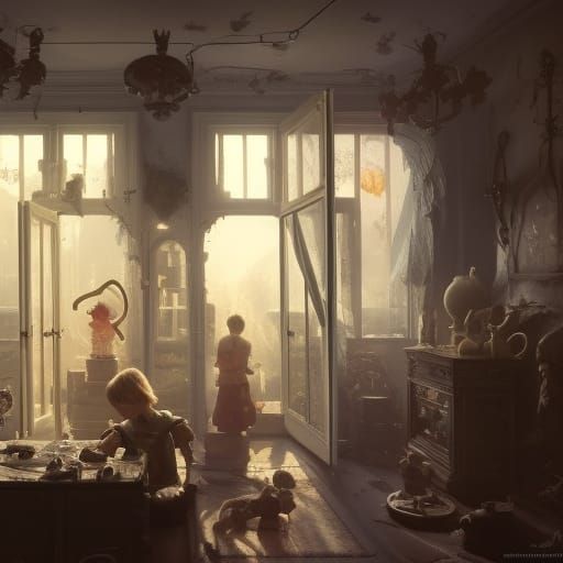 Hyperdetailed Playroom with Toys, Digital Art