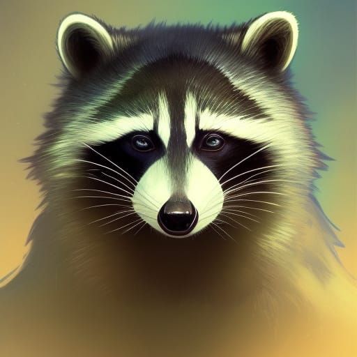 Mystic Raccoon Portrait in Hyperdetailed Style