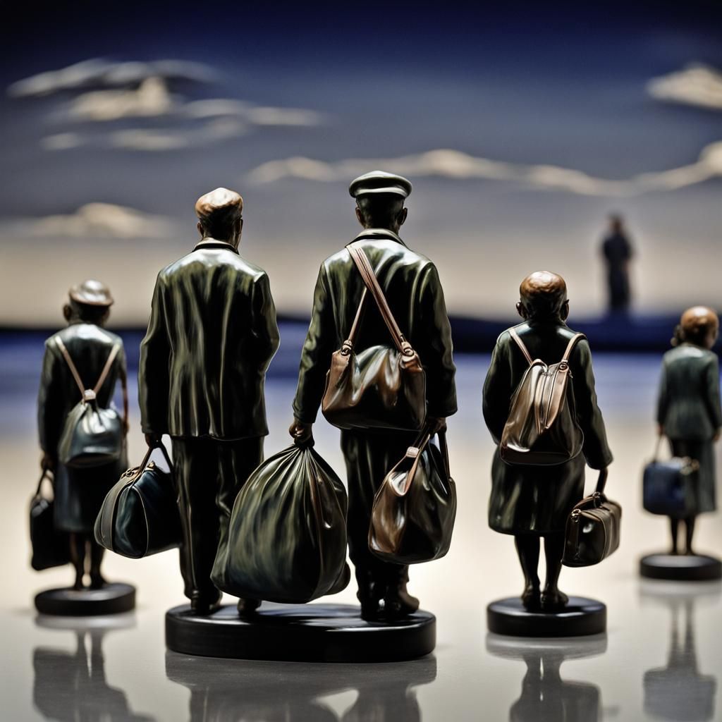 Enameled Glass Figurines Evoking Kollwitz