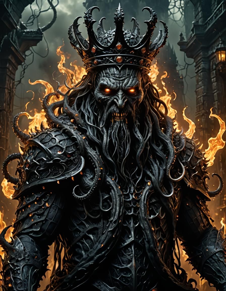 Menacing Ooze Monster with Flaming Crown