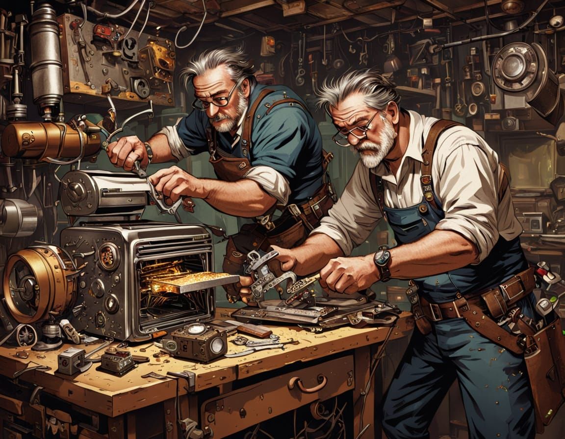 Steampunk Dad Fixes Toaster with Oversized Wrench