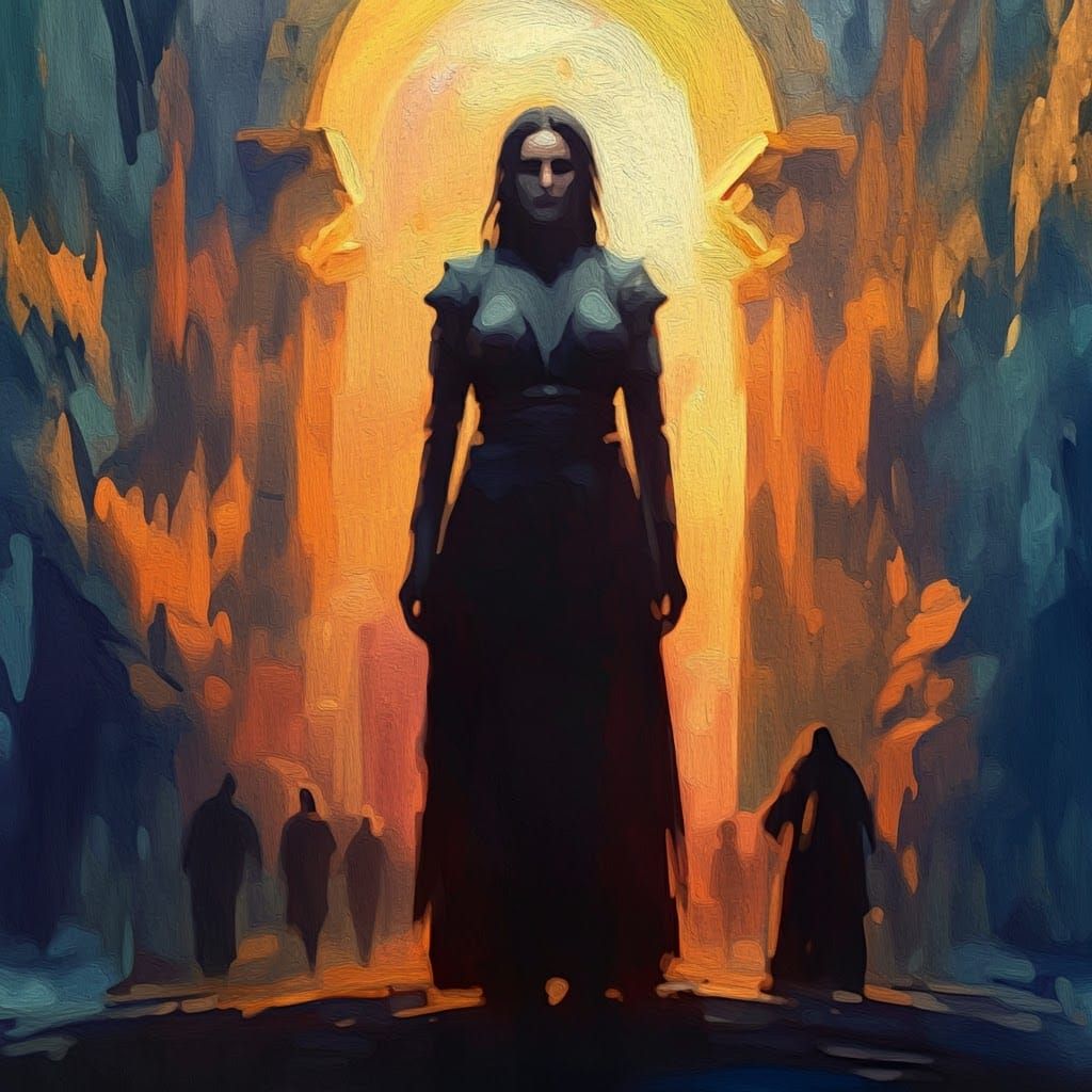 Defiant Figure in Gouache and Watercolor Style