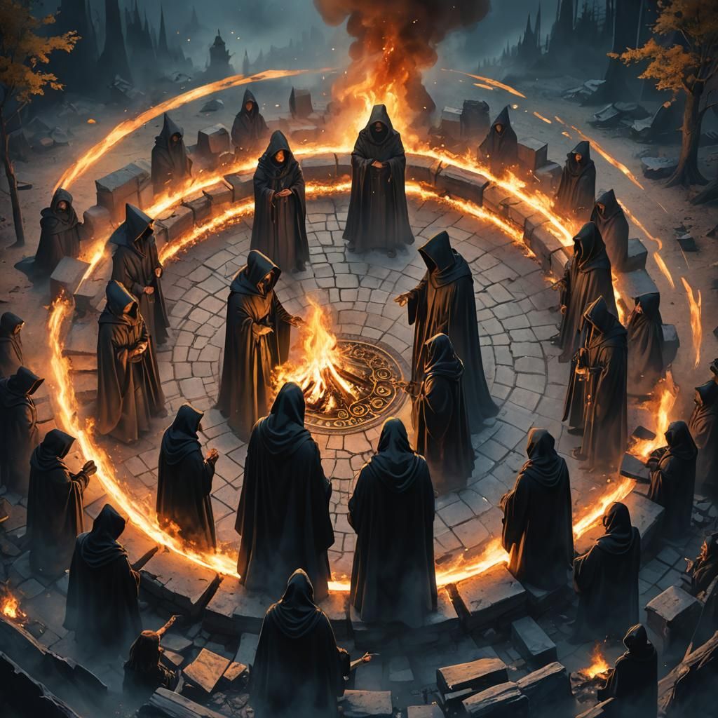 Mysterious Hooded Figures in Dark Fantasy Art