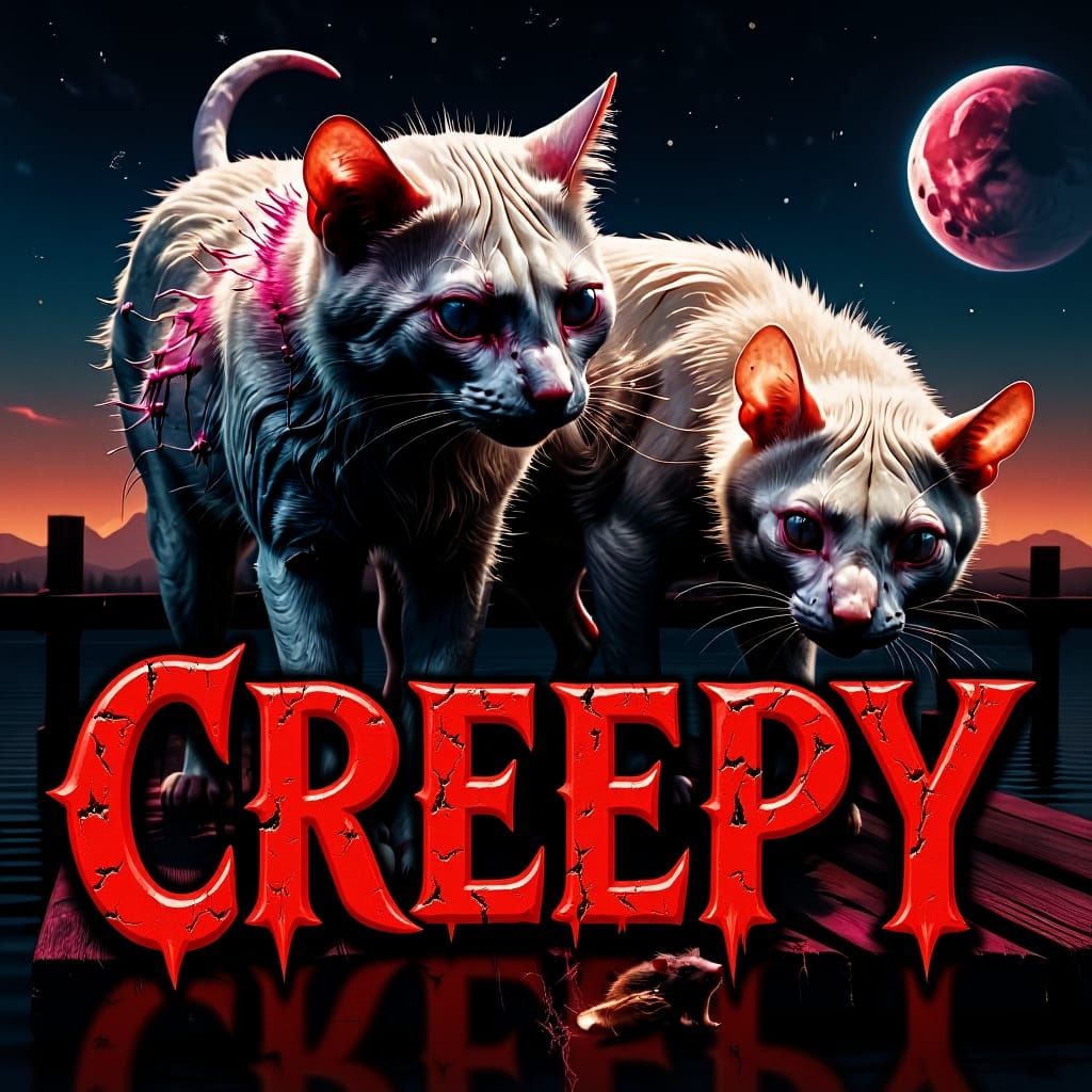 Add text at the bottom that says CREEPY in  a bold, gothic h...