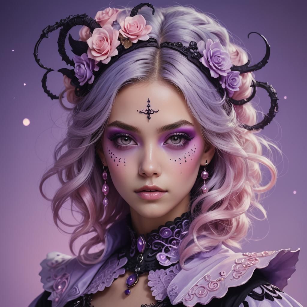 Pastel Halloween Fashion Portrait in Digital Art Style