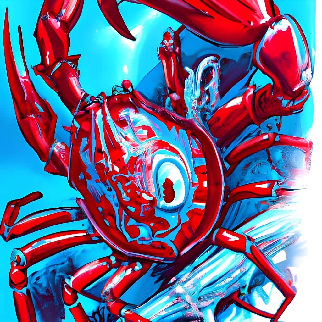 Demonic Cyborg Crab in Comic Book Style