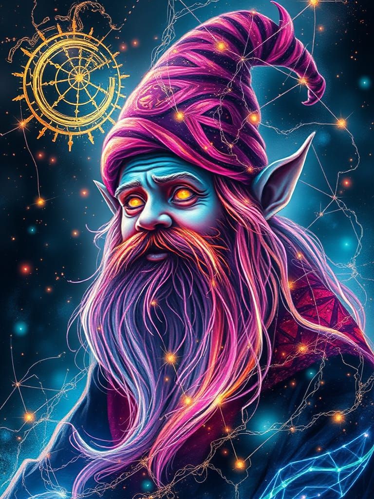 Surreal Dwarf Portrait in Whirling Spirit Dance