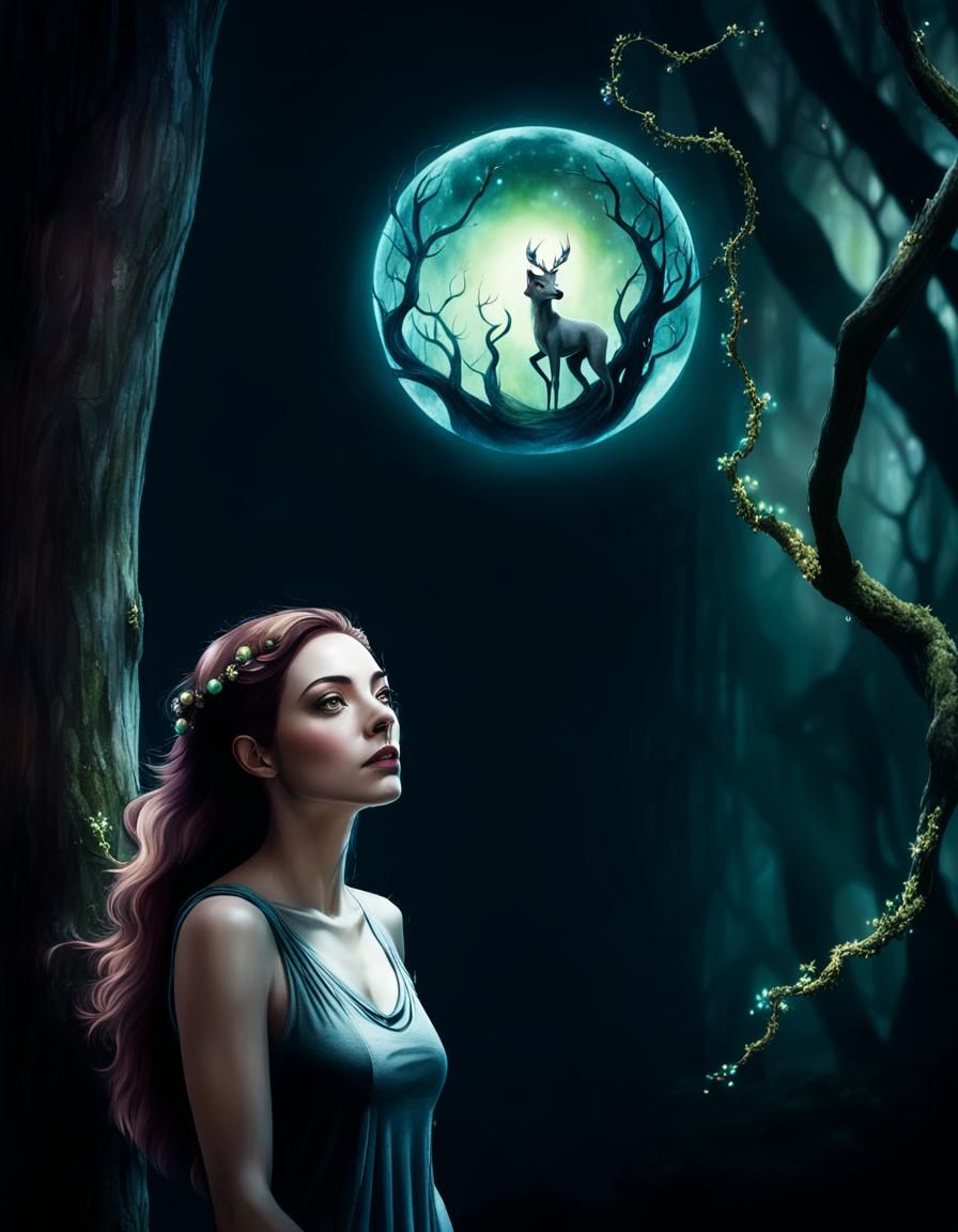 Mystical Forest Guardian in Watercolor Style