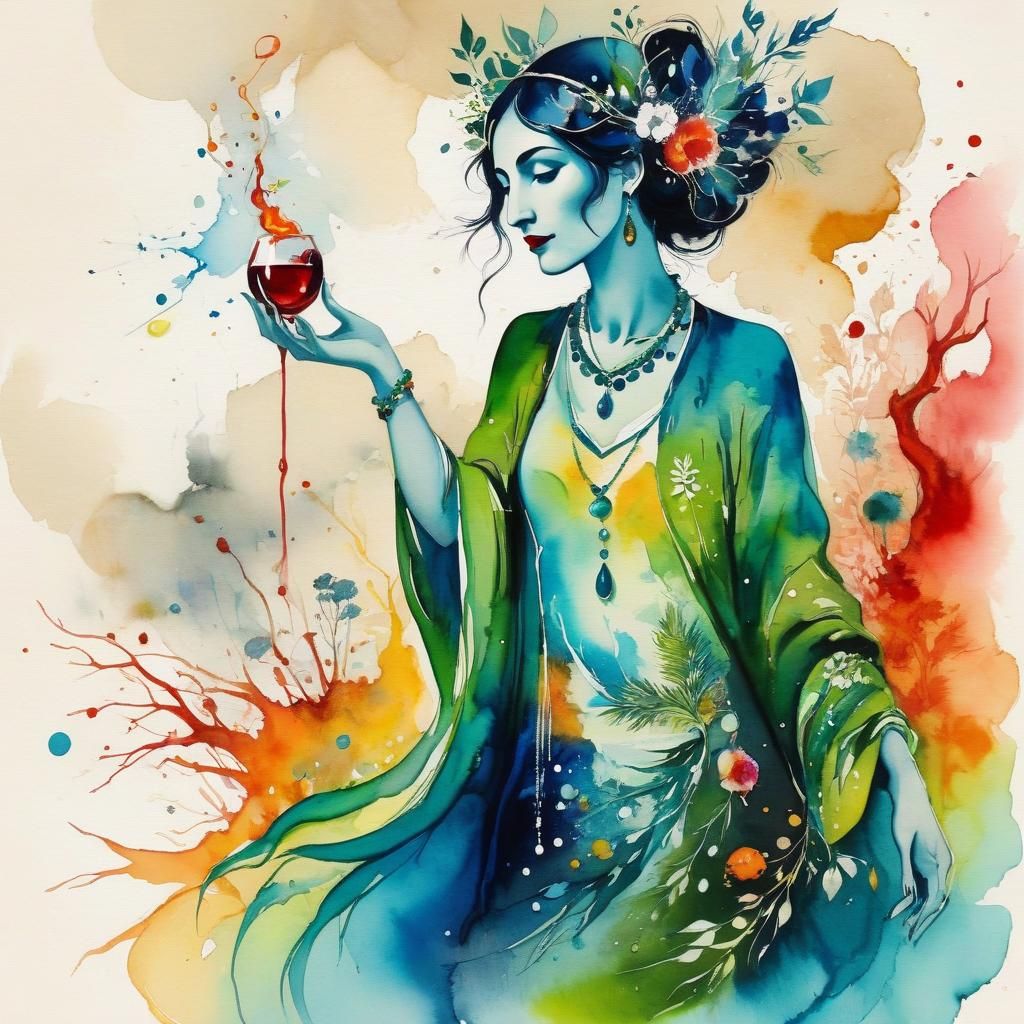 Surreal Shaman in Magical Glade: Alcohol Ink Art