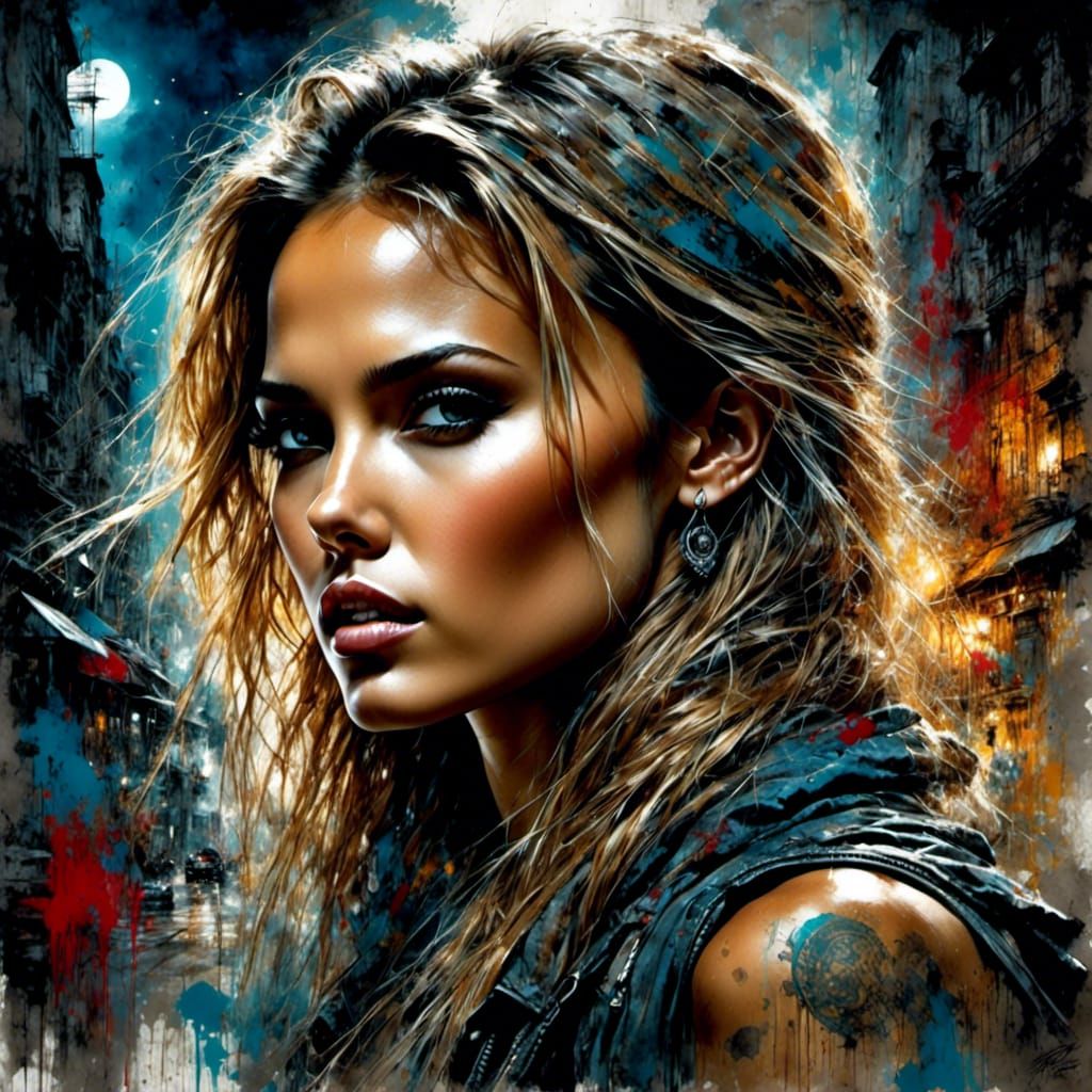 Jessica Alba Inspired Portrait in Graffiti Art Style