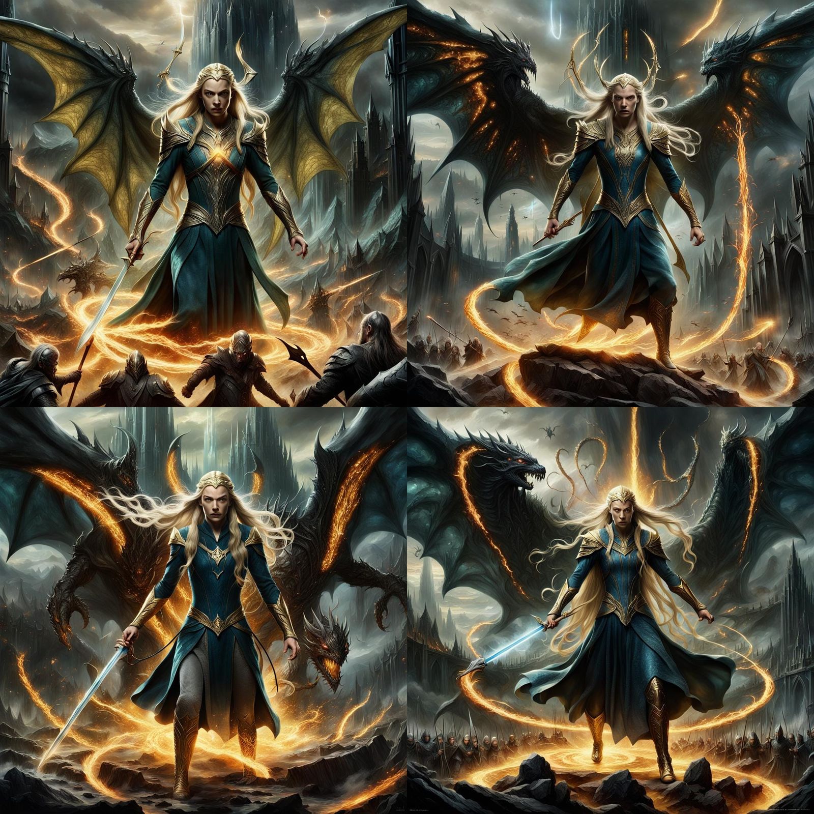 "Generate an epic artwork depicting a fierce and climactic b...