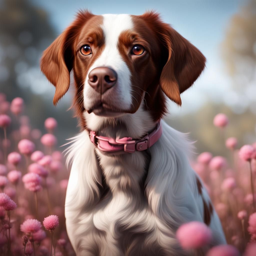 Brittany and French Spaniel Mix Breed in Digital Painting