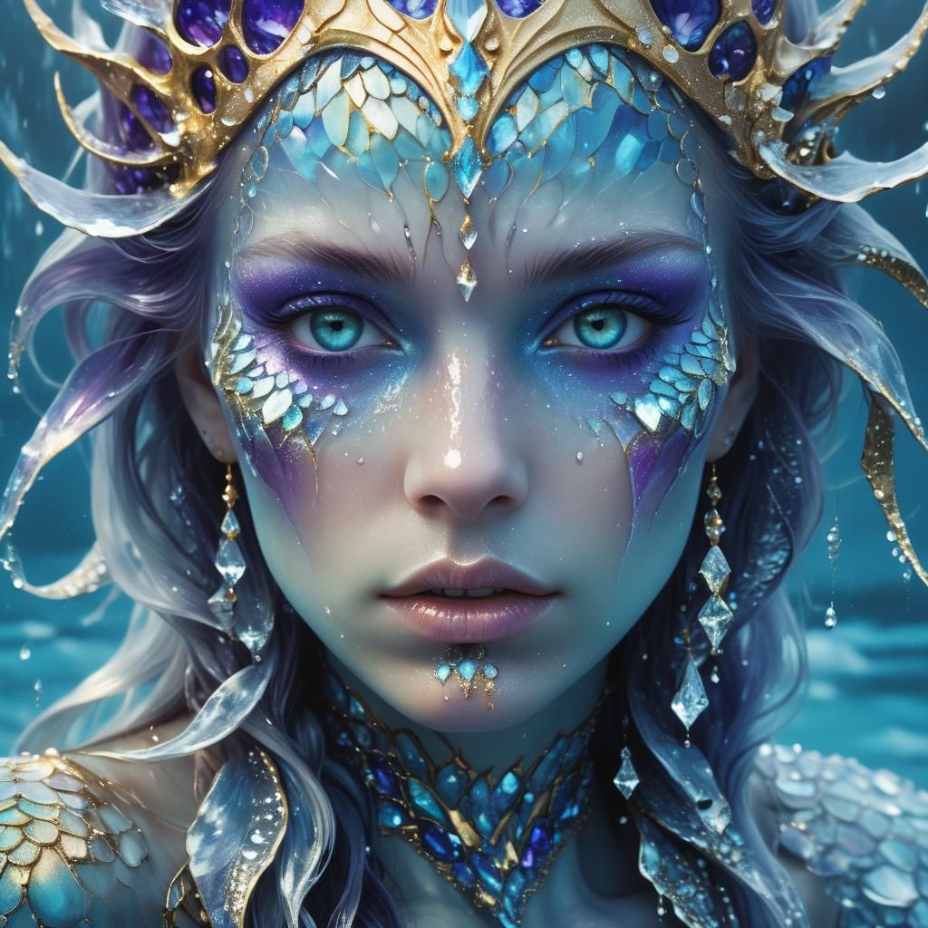 Icy Mermaid Portrait in Mythic Realism