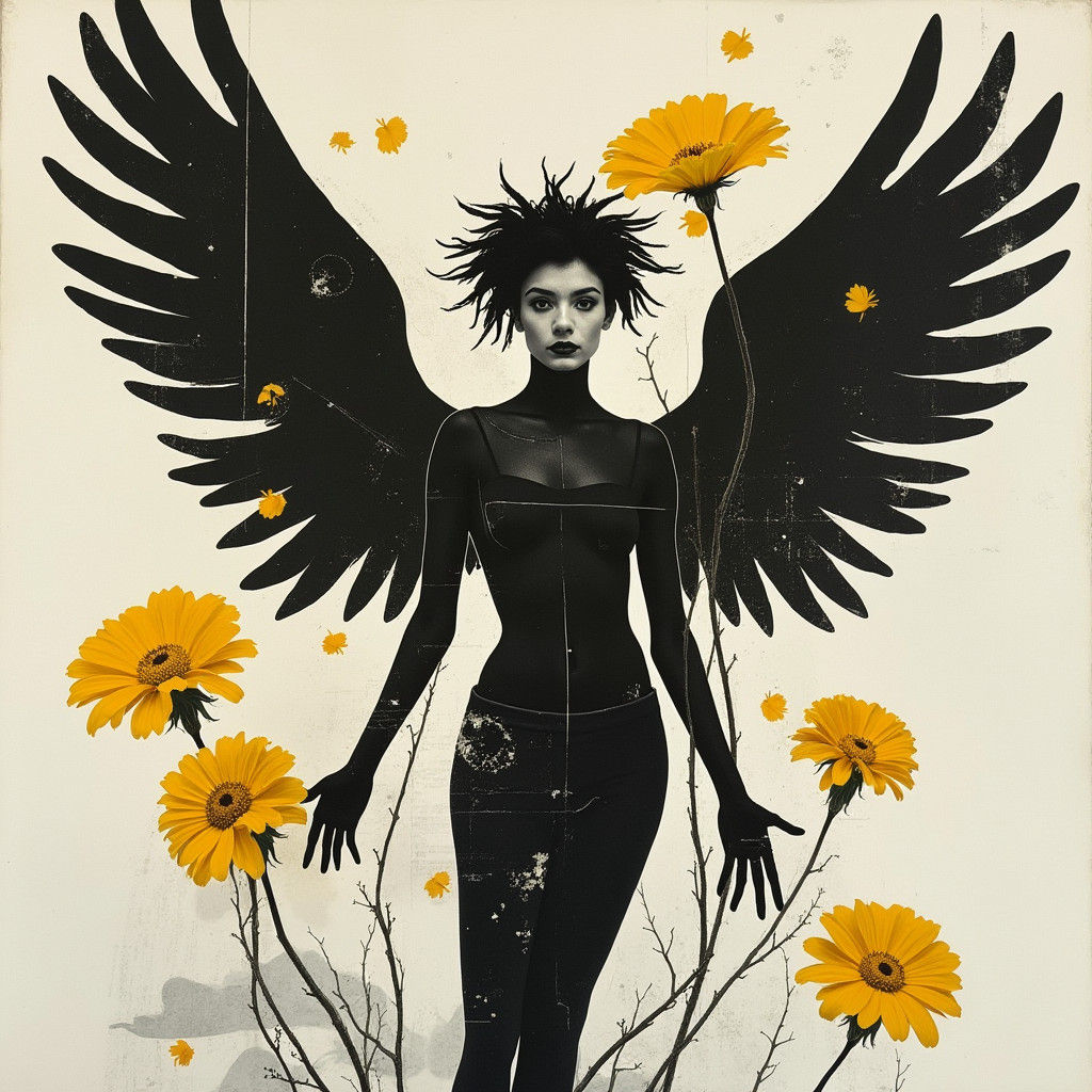 Surreal Geometric Figure in Dadaist Photogram Style