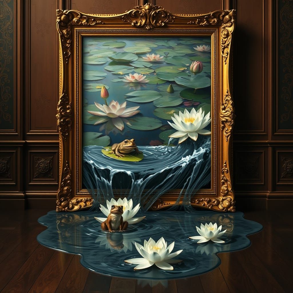 Monet Lily Pads Overflow in Digital Painting