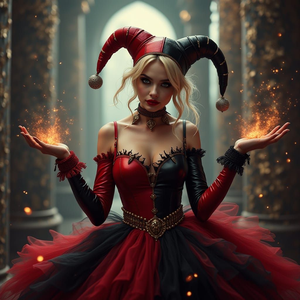 Surreal Harley Quinn Conjure Magic in a Frazetta-Inspired Dr...