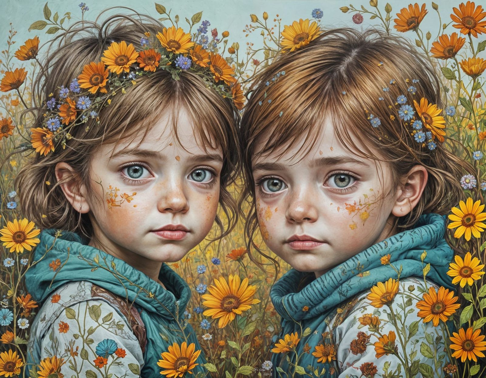 Autumn Sibling Portraits in Storybook Style