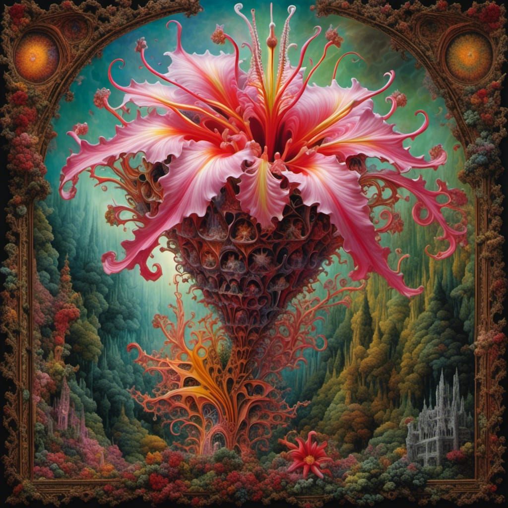 Macro Nautilus Flower Hybrid in Surreal Style