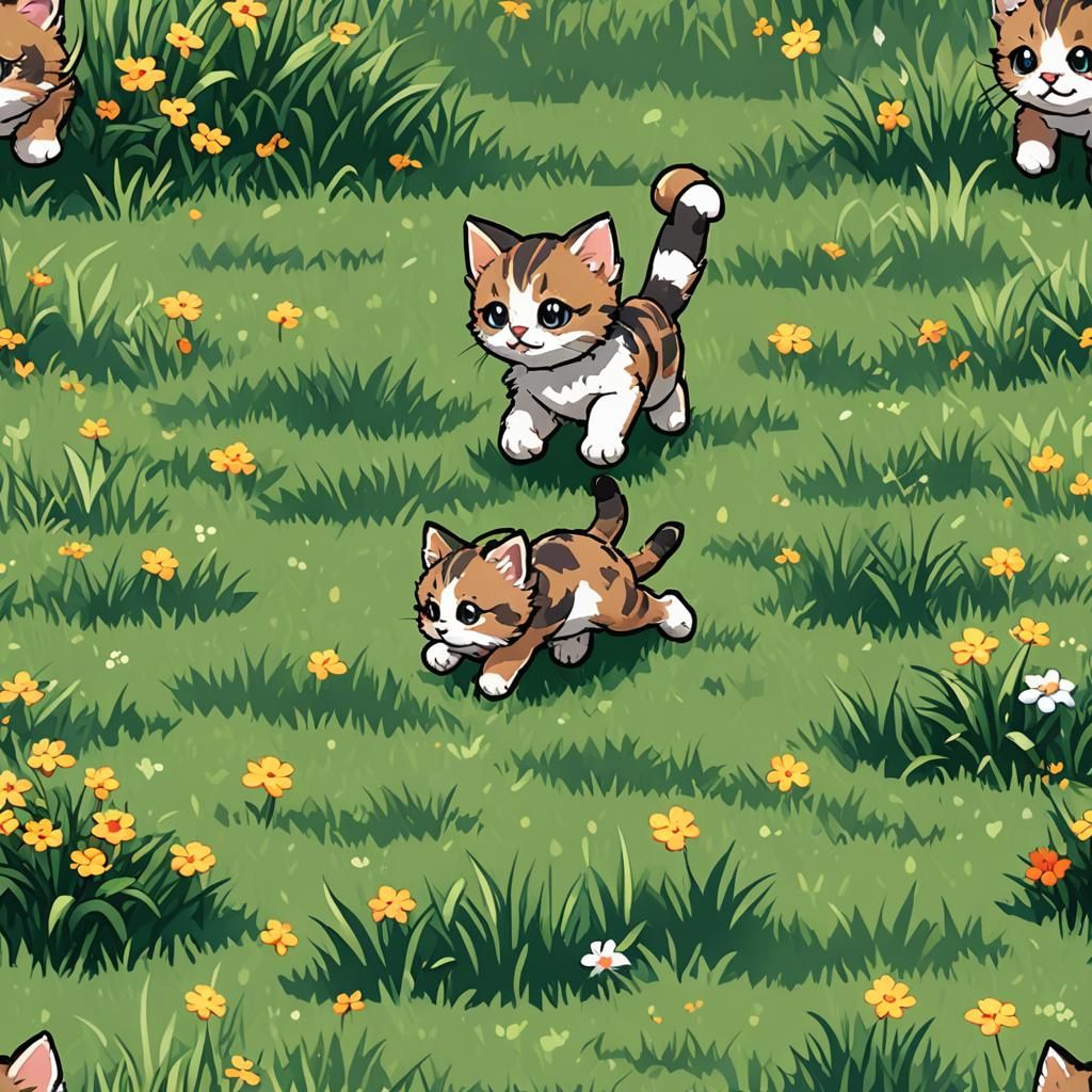 Pixel Art Kitten Running in Video Game Style