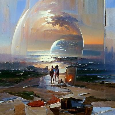 Futuristic Cityscape in Oil Painting Style