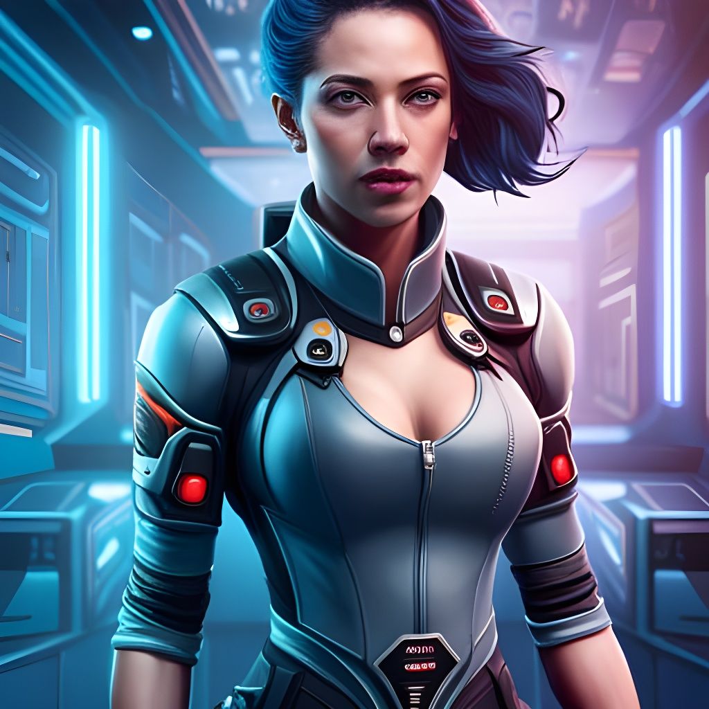 Cybernetic Scientist in Futuristic Cyberpunk Lab