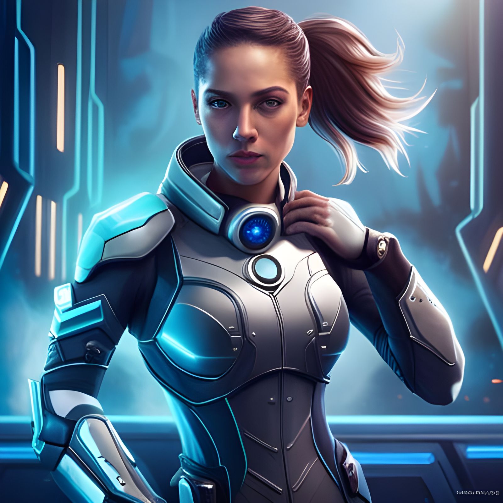 Cybernetic Scientist in Ultra Detailed Cyberpunk Lab