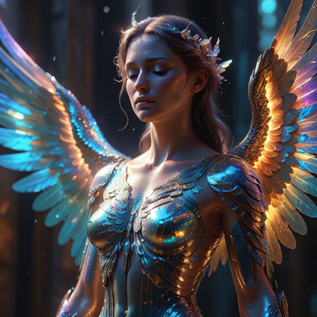 Angel with Iridescent Wings in Grand Gallery
