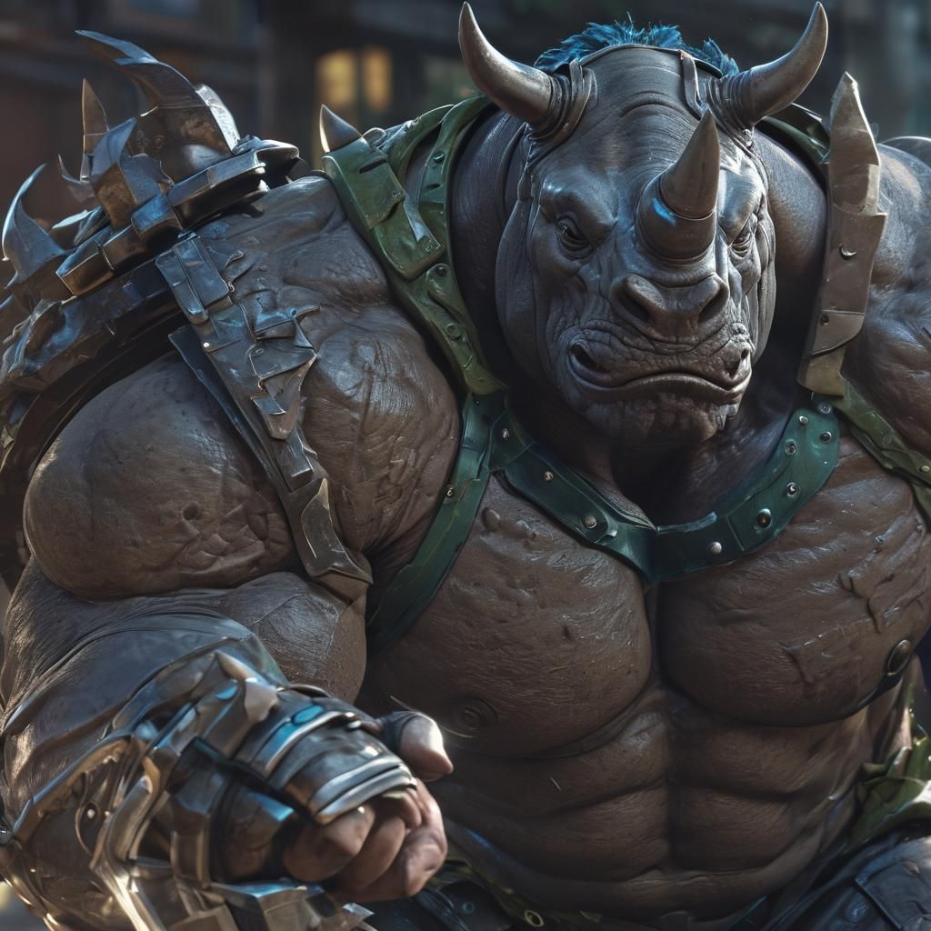Superhero Rhino Gladiator Bodybuilder in Anime 3D