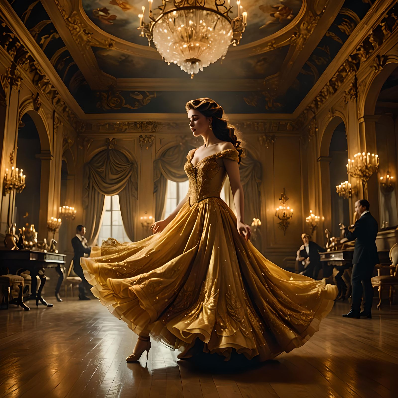 Cinematic Film Still of Belle from Beauty and the Beast